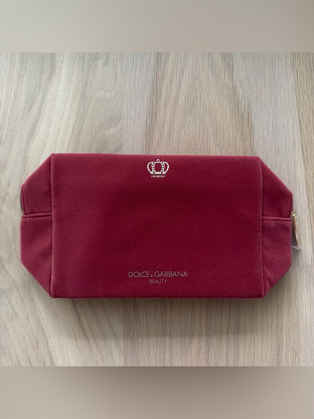 Dolce & Gabbana Beauty Red velvet cosmetic makeup toiletry bag w zipper New